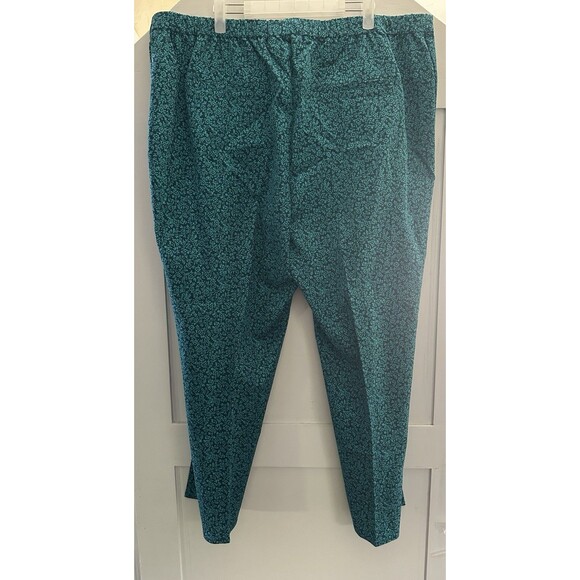 Isaac Mizrahi Live! Regular 24/7 Stretch Ankle Pants Blue Green Floral Print 24W - Picture 2 of 4